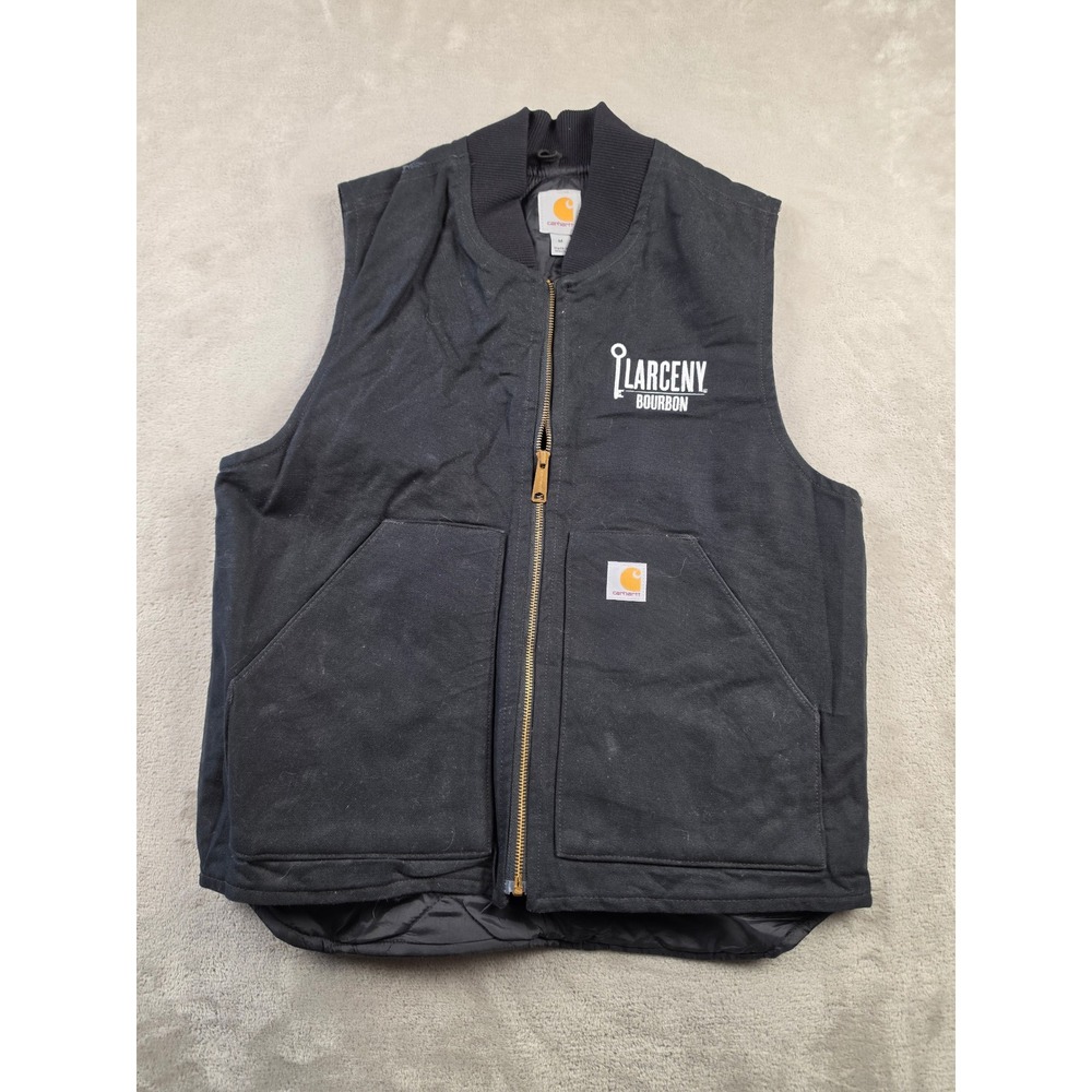 Carhartt Duck Vest V01 Mens Medium Black Canvas Quilt Lined Workwear
